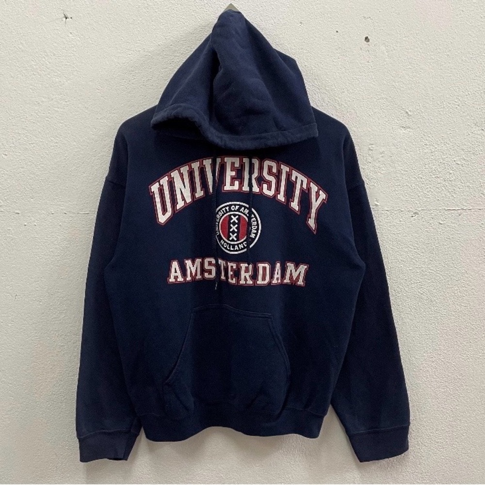 Vintage University of Amsterdam Navy Hoodie Size Large